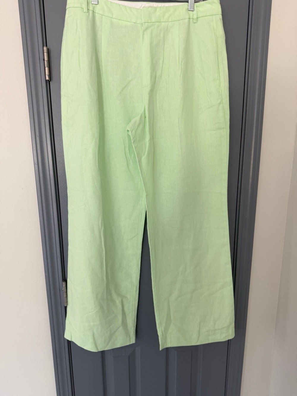 J Crew Light Green Linen Trousers.